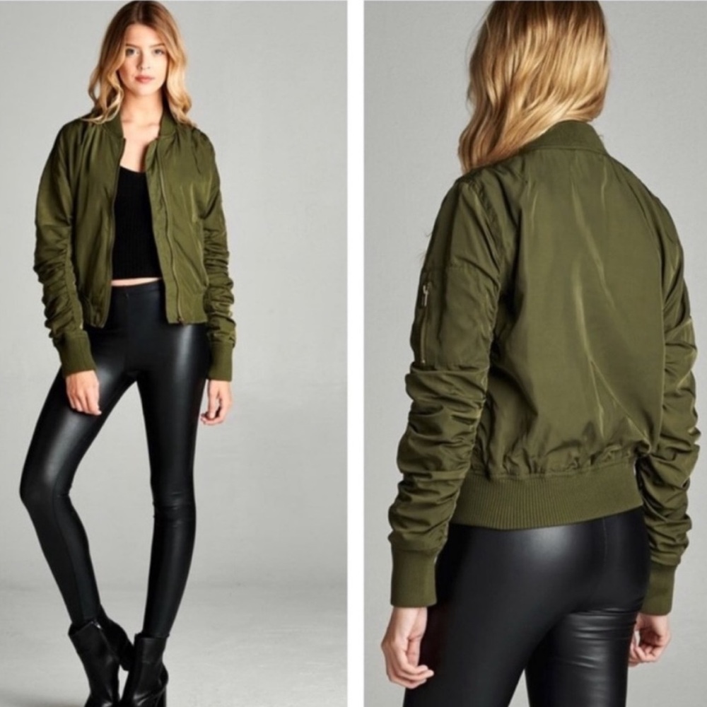 Forever 21 Olive Bomber Jacket